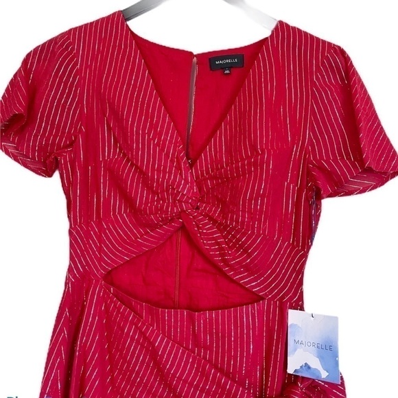 NWT MAJORELLE Evelyn Mini Dress Red Silver Striped - Picture 5 of 11